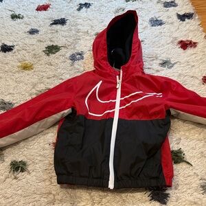 Nike Kids Red and Black Jacket with Hood